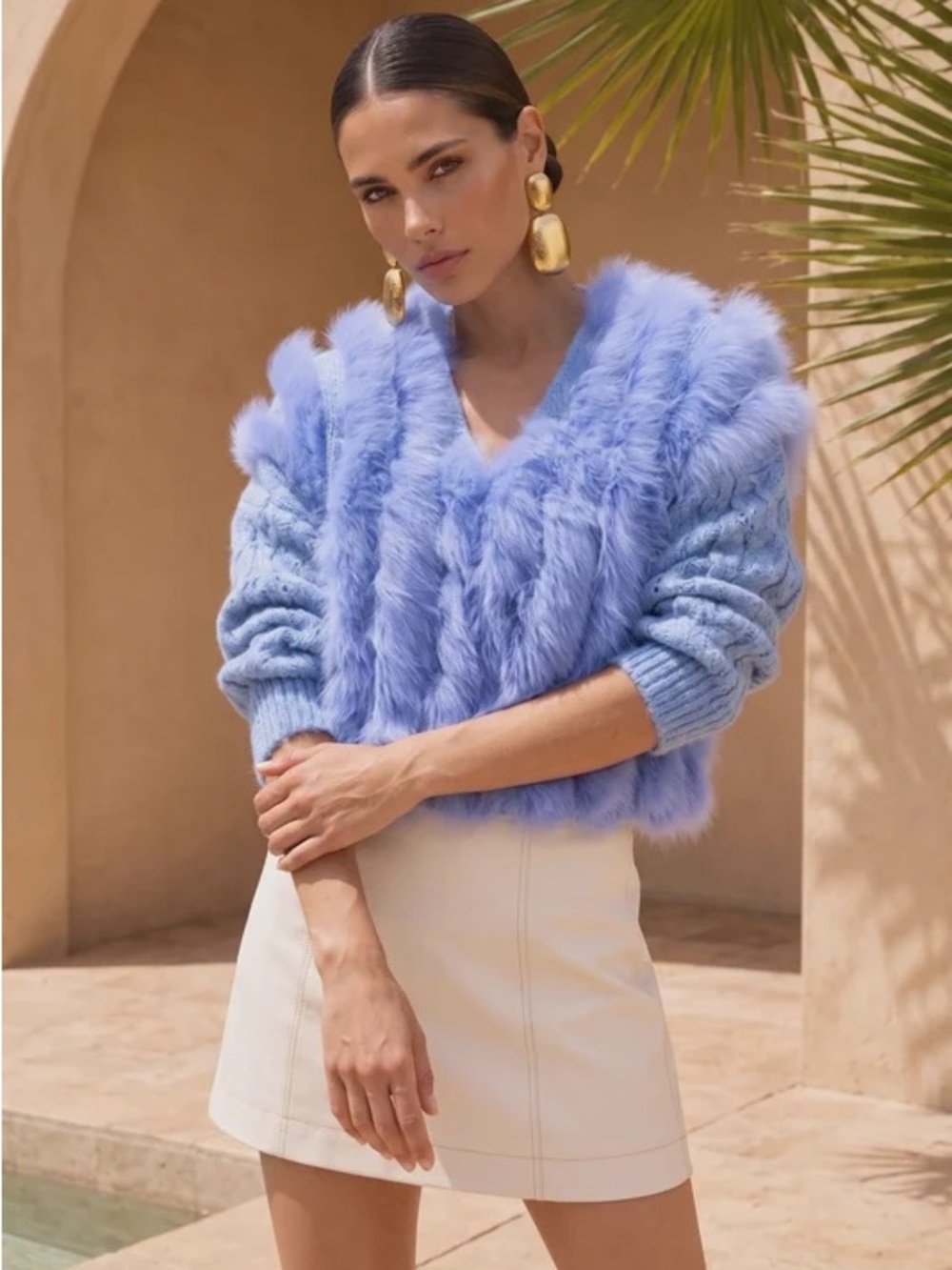 Lisa Maree Ever After Fur Cardigan - Blue NWT